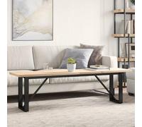 Runheo Table Basse en O en Bois de pin Massif et Acier, Meuble Moderne Rectangle 160x40x45,5 cm pour Salon, séjour, Salle à Manger ou Bureau