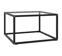 Runheo Table basse noire avec verre trempé - 60 x 60 x 35 cm - Table de salon carrée moderne - Table basse robuste pour collations et boissons - Facile d'entretien