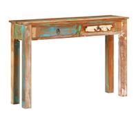 Runheo Table console 110 x 30 x 75 cm en bois recyclé massif, 2 tiroirs, table de couloir, table d'appoint pour entrée et salon, cabinet de rangement polyvalent, fabriqué à la main