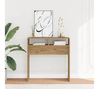 Runheo Table console en chêne artisanal, 78 x 30 x 80 cm, matériau du bois, table de couloir étroite, table d'appoint pour entrée, cabinet de rangement pratique