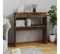 Runheo Table console en chêne fumé 80 x 30 x 80 cm - Table d'appoint en bois pour couloir, salon, bureau - Table d'entrée étroite avec espace de rangement - Armoire stable pour articles de décoration