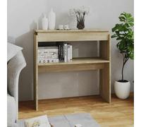 Runheo Table console en chêne Sonoma, 80 x 30 x 80 cm, en bois dérivé du bois, table de couloir étroite pour entrée, salon, bureau, surface de rangement polyvalente
