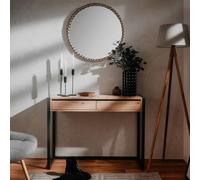 Runheo Table Console Finori Denver 44 chêne Artisanal et Gris Anthracite Design Industriel 100x35x75 cm avec 2 tiroirs Rangement, Cadre MDF Robuste pour Salon, entrée, Bureau, décoration Moderne