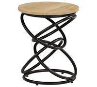 Runheo Table d'appoint en Bois de manguier Solide 40x50 cm, Plateau Robuste en Bois Massif, Pieds en Fer Enduit, Meuble Vintage Fait Main pour Salon, Coin Bureau ou Chambre