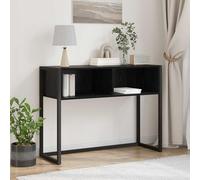 Runheo Table d'appoint en Bois d'ingénierie chêne Noir 100 x 36 x 75 cm avec Pieds Acier Stable, Meuble Industriel pour Salon Chambre Bureau, Rangement Pratique et décoration Moderne