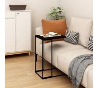 Runheo Table d'appoint noire 40 x 30 x 59 cm, table basse en forme de C, en bois d'ingénierie, table basse robuste pour salon, étagère moderne, facile à nettoyer