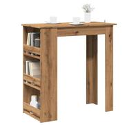 Runheo Table de bar avec étagère, bois de chêne artisanal, 100 x 50 x 103,5 cm, table mange-debout moderne pour cuisine, salle à manger, grand espace de rangement, durable, facile d'entretien