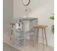 Runheo Table de bar, avec étagère, en bois Sonoma gris, 100 x 50 x 101,5 cm, haute pour cuisine, salle à manger, peu encombrante