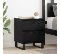 Runheo Table de chevet aspect chêne noir, 40 x 35 x 50 cm, en matériau dérivé du bois, avec tiroir et étagère, table d'appoint stable pour chambre à coucher, salon, couloir, polyvalente