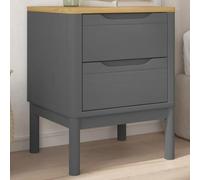 Runheo Table de Chevet Floro Gris Bois de pin Massif 45x39x57 cm avec 2 tiroirs Rangement pour Chambre Salon lit Adulte Enfant