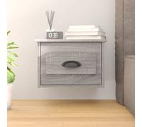 Runheo Table de chevet murale flottante en bois avec tiroir - 41,5 x 36 x 28 cm - Gris Sonoma
