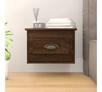 Runheo Table de chevet murale, marron, aspect chêne, 41,5 x 36 x 28 cm, table d'appoint flottante avec tiroir, table de chevet stable pour chambre à coucher, salon