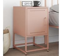 Runheo Table de Chevet Rose en Acier 36x39x60,5 cm, Meuble de Rangement Multifonction pour Chambre, Salon, Bureau, Design Industriel, tiroir et étagère Pratique