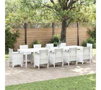 Runheo Table de Jardin Rectangle Blanche 350 x 100 cm polyrotin Robuste pour terrasse Balcon Patio avec rallonge intégrée, idéale pour Repas, Pique-Nique, apéro ou fêtes en extérieur