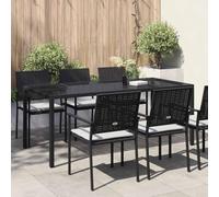 Runheo Table de Jardin Rectangle Noir 190 x 90 x 75 cm en Polyrotin Résistant aux Intempéries pour Terrasse Balcon Veranda avec Assemblage Facile