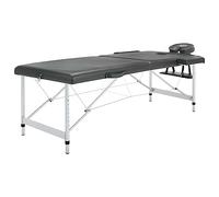 Runheo Table de massage 2 zones avec structure en aluminium anthracite 186 x 68 cm, pliable, capacité de charge 150 kg, hauteur réglable, pour massage, reiki, physiothérapie et spa