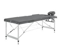 Runheo Table de massage à 3 zones avec cadre en aluminium anthracite 186 x 68 cm, pliable avec appui-tête, accoudoir, sac de transport, pour Reiki, tatouage, acupuncture, physio, spa et studio