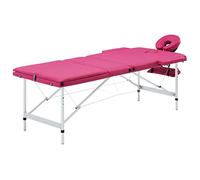 Runheo Table de massage pliable 3 zones avec structure en aluminium rose, table de massage pour massage et relaxation, table de thérapie pour pratique, salon, spa, studio, rembourrage 30 mm, 191 x 70