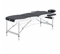 Runheo Table de massage pliable 3 zones avec structure en aluminium, similicuir noir et blanc, 191 x 70 cm, hauteur réglable de 59 à 81 cm, avec sac de transport pour pratique, spa et studio