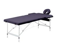 Runheo Table de massage pliante 2 zones avec structure en aluminium violet, rembourrage 30 mm, 191 x 70 cm, hauteur réglable, sac de transport pour cabinet, salon, spa et studio