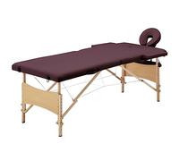 Runheo Table de massage pliante 2 zones avec structure en bois Bordeaux Violet Table de massage en cuir synthétique et bois de hêtre Rembourrage 30 mm 191 x 70 cm 110 kg pour cabinet, salon, spa et