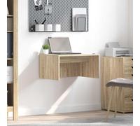 Runheo Table murale en chêne Sonoma - 60 x 45 x 30 cm - Table d'ordinateur peu encombrante pour bureau à domicile et bureau - Pliable - Ergonomique - Polyvalent - Avec étagère et espace de rangement