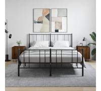 Runheo Tables de Chevet en Bois d'ingénierie chêne Marron 40x40x50cm 2 pièces avec tiroir Rangement et niches pour Chambre Salon, Pieds en métal Stable et Design Industriel scandinave