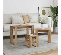 Runheo Tables gigognes en Bois d'ingénierie chêne Artisanal 3 pièces avec Plateaux Robustes Dimensions variées Support Salon Chambre Bureau décoration Moderne