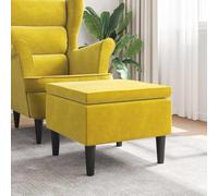 Runheo Tabouret avec pieds en bois, velours jaune, 52 x 52 x 42 cm, rembourré et pliable, tabouret pliable comme siège pratique pour salon, bureau, balcon et jardin, robuste et peu encombrant