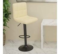 Runheo Tabouret de bar en tissu crème réglable en hauteur avec repose-pieds et dossier, pivotant à 360 degrés, siège rembourré, idéal pour cuisine, salle à manger, bar, comptoir et salon