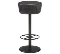 Runheo Tabouret de Bar Noir en Cuir véritable avec Repose-Pied, siège Ergonomique, Hauteur réglable, Design Moderne pour Cuisine, Salon, comptoir ou Salle à Manger