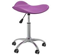Runheo Tabouret de coiffeur violet en cuir synthétique, hauteur réglable 46-57 cm, pivotant à 360 degrés, 5 roues, coussin d'assise en mousse pour salon, cosmétique et coiffure, 110 kg