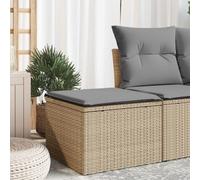 Runheo Tabouret de jardin avec coussin, beige, 55 x 55 x 37 cm, rotin synthétique, résistant aux intempéries, robuste, facile d'entretien, avec espace de rangement et sac imperméable, pour terrasse