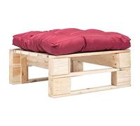 Runheo Tabouret de jardin pour palettes avec coussin rouge, en bois de pin imprégné, 60 x 60 x 35 cm, résistant aux intempéries et robuste, pour balcon, terrasse, salon d'extérieur comme table