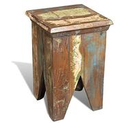 Runheo Tabouret en bois massif vieilli 30 x 30 x 45 cm, bois recyclé, siège pliable, peu encombrant et empilable pour cuisine, bureau, jardin, terrasse, balcon et camping