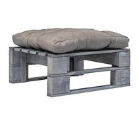 Runheo Tabouret ottoman d'extérieur avec coussin gris, résistant aux intempéries, en bois de pin imprégné en autoclave, 60 x 60 x 35 cm, robuste pour jardin, balcon, terrasse, salon comme table