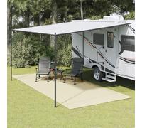Runheo Tapis de Tente crème 5x2,5 m résistant aux UV, Durable, antidérapant, idéal pour Camping, Caravane, intérieur ou extérieur, Facile à découper, Pliable, Protection Sol et Matelas