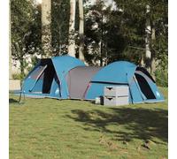 Runheo Tente de camping 5 personnes bleue imperméable avec auvent amovible, connexion E, 2 cabines de couchage, 2 entrées, polyester 185T, coupe-vent, montage rapide, idéale pour la famille, le