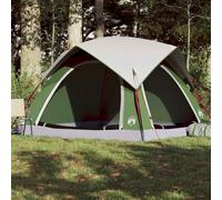 Runheo Tente de camping pour 4 personnes - Vert - Imperméable - Avec 2 entrées - Auvent amovible - Raccord E - Polyester 185T - 218 x 218 x 135 cm - Légère et coupe-vent - Pour camping et trekking