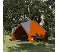 Runheo Tente Teepee pour 10 personnes, gris et orange, 567 x 470 x 242 cm, polyester 185T, imperméable, avec ouverture d'air et crochet lumineux, protection extérieure stable pour camping, famille