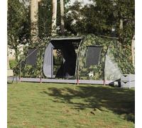 Runheo Tente tunnel 4 personnes camouflage imperméable avec connexion E, 2 cabines de couchage, 3 entrées, 5 fenêtres, polyester léger, idéale pour le camping, le trekking, l'extérieur, la plage et