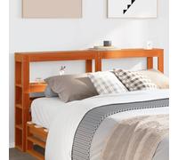 Runheo Tête de Lit 140 cm, Bois Massif de Pin, Marron Cire avec Étagères de Rangement Intégrées, Design Autonome, headboard Only