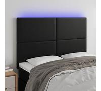 Runheo Tête de Lit à LED Noire 144x5x118/128 cm, Similicuir Durable, Hauteur Réglable, Éclairage Coloré, Soutien Optimal pour Lecture