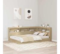 Runheo Tête de lit de Rangement Chêne Sonoma, 207,5 x 137,5 x 76,5 cm, Bois d'ingénierie Durable, Grande Capacité, avec Station de Charge Intégrée