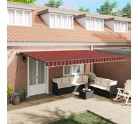 Runheo Tissu d'auvent orange et marron en polyester, 500 x 300 cm, avec bras articulé, protection solaire pour jardin, balcon, terrasse, extensible électriquement, résistant aux intempéries et