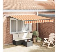 Runheo Tissu de Store banne auvent rétractable Jaune et Orange en Polyester 300 x 250 cm avec télécommande et capteur de lumière et Vent idéal pour terrasse Jardin Balcon Patio extérieur ombrage et