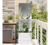 Runheo Toile brise-vue de jardin argentée en acier galvanisé 50 x 150 cm avec incrustations décoratives pour terrasse et jardin Brise-vue élégant avec surface mate contre le vent et les intempéries
