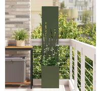 Runheo Toile brise-vue de jardin vert olive 32 x 150 cm en acier laminé à froid avec incrustations décoratives, mat, stable pour l'extérieur, piquet léger pour terrasse, intimité et design