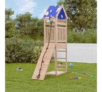 Runheo Tour de jeu en pin massif avec piédestal, cage d'escalade, bac à sable, mur d'escalade avec corde et toit pour jardin, maison, cour et terrasse, pour mouvement et aventure pour les enfants
