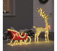 Runheo Traîneau tiré par Un Renne avec 200 LED Blanc Chaud Tissu décoration de Noël intérieur extérieur Ambiance Festive et élégante